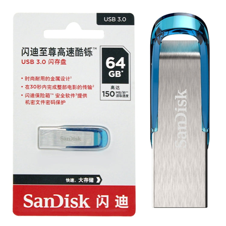 SanDisk CZ73 USB 3.0 High Speed Metal U Disk, Capacity: 64GB(Blue) - USB Flash Drives by SanDisk | Online Shopping South Africa | PMC Jewellery | Buy Now Pay Later Mobicred