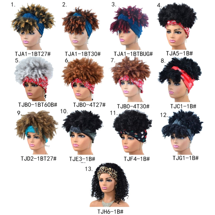 Headscarf Wig Black Gradient Small Curly Wig Explosive Headgear, Colour: 8.TJC1-1B# - free shipping - PMC TechLife - Order now!