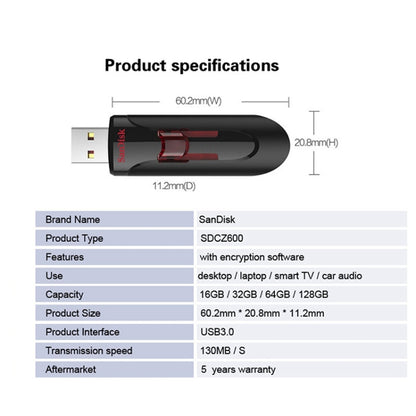 SanDisk CZ600 USB 3.0 High Speed U Disk, Capacity: 32GB - USB Flash Drives by SanDisk | Online Shopping South Africa | PMC Jewellery | Buy Now Pay Later Mobicred