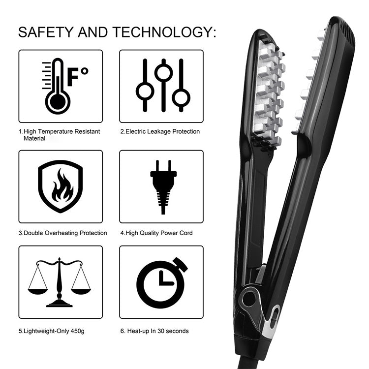 Multi-functional Long & Short Hair Styling Iron Ceramic Tourmaline Volumizing Hair Iron, Plug standard:US(Black gold) - free shipping - PMC TechLife - Order now!