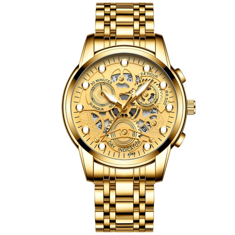 FNGEEN 4088 Men Hollow Quartz Watch Student Waterproof Luminous Watch(Full Gold Gold Surface) - free shipping - PMC TechLife - Order now!
