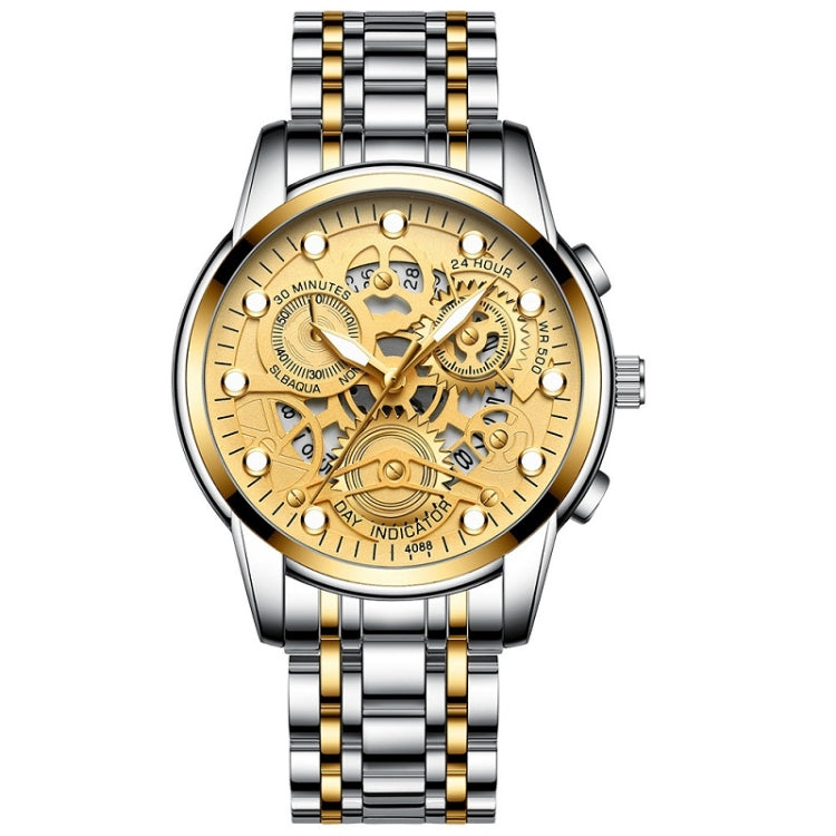 FNGEEN 4088 Men Hollow Quartz Watch Student Waterproof Luminous Watch(Gold And Gold Surface) - free shipping - PMC TechLife - Order now!