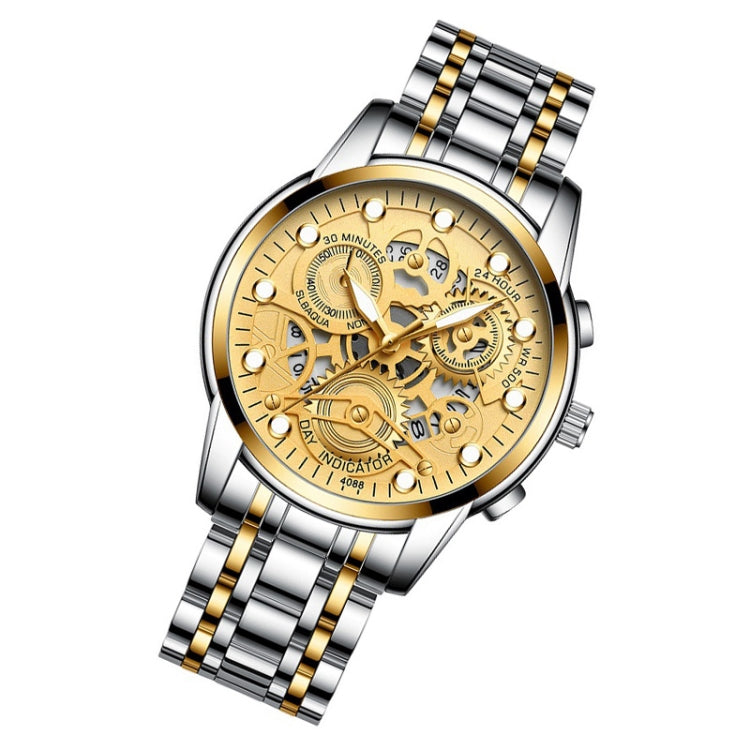 FNGEEN 4088 Men Hollow Quartz Watch Student Waterproof Luminous Watch(Gold And Gold Surface) - free shipping - PMC TechLife - Order now!