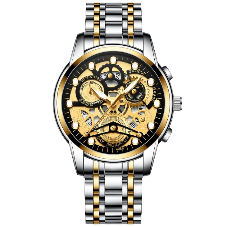 FNGEEN 4088 Men Hollow Quartz Watch Student Waterproof Luminous Watch(Gold Black Surface) - free shipping - PMC TechLife - Order now!