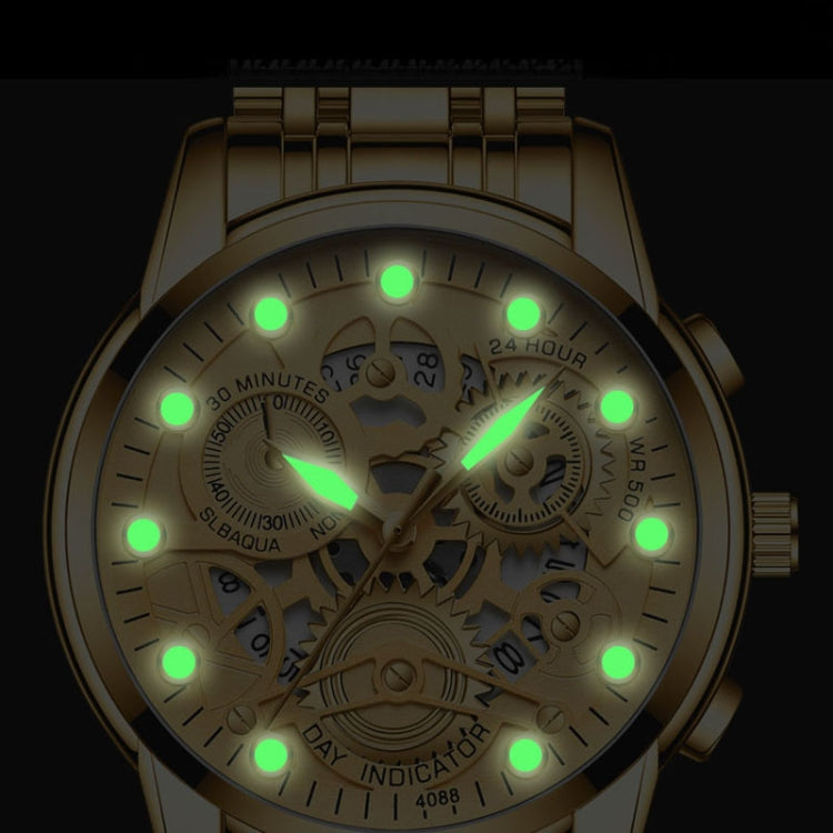 FNGEEN 4088 Men Hollow Quartz Watch Student Waterproof Luminous Watch(Full Gold Black Surface) - free shipping - PMC TechLife - Order now!