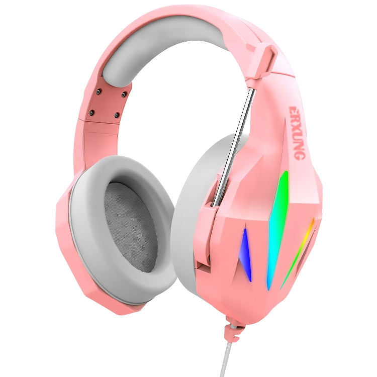 ERXUNG J5 Head-Mounted Gaming Headset Wire-Controlled Desktop Computer Gaming With Microphone  Luminous Headset(Pink) - Multimedia Headset by PMC Jewellery | Online Shopping South Africa | PMC Jewellery | Buy Now Pay Later Mobicred