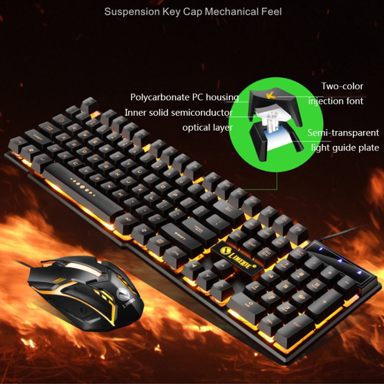 LIMEIDE GTX300 1600DPI 104 Keys USB Rainbow Suspended Backlight Wired Luminous Keyboard and Mouse Set, Cable Length: 1.4m(Black) - free shipping - PMC TechLife - Order now!