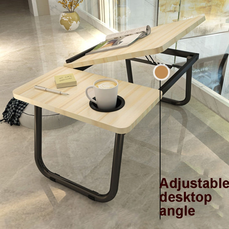 Bed Four-Speed Lifting Table Folding Laptop Desk  Adjustable Dormitory Lazy Table with Cup Holder, Size: 55x32x25cm(Aurora White) - free shipping - PMC Jewellery - Order now!