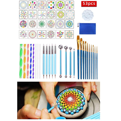 53 PCS Mandala Drawing Tool With Storage Bag - Art Supplies by PMC Jewellery | Online Shopping South Africa | PMC Jewellery