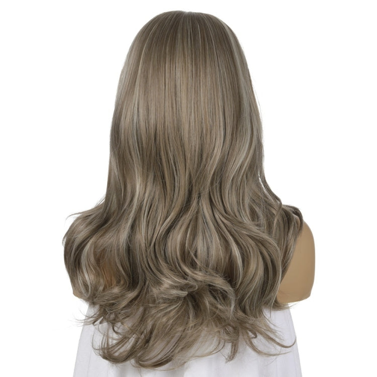 Women Mid-Point Mid-Length Curly Wig Chemical Fiber Headgear(Linen Brown + Light Gold) - free shipping - PMC TechLife - Order now!
