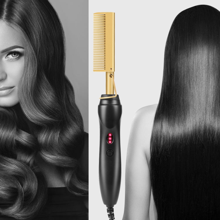 Multifunctional Comb Dry And Wet Dual-Use Curly Hair Straightening Stick Electric Perm Comb EU Plug(Golden) - free shipping - PMC TechLife - Order now!