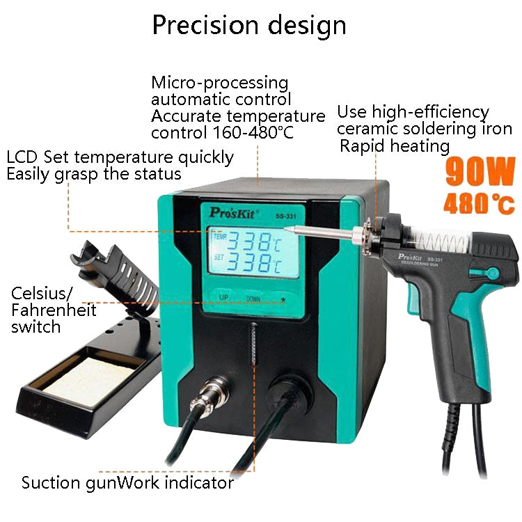 ProsKit SS-331H Electric Heat Tin Suction Device Fully Automatic Suction Pump Desoldering Machine - Soldering Iron Set by ProsKit | Online Shopping South Africa | PMC Jewellery