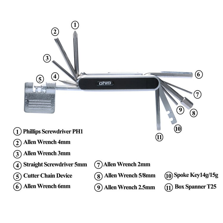 GIYO 13 In 1 Bicycle Repair Combination Tool Multifunctional Mountain Bike Bicycle Repair Tool - Maintenance tools by GIYO | Online Shopping South Africa | PMc TechLife | Buy Now Pay Later Mobicred