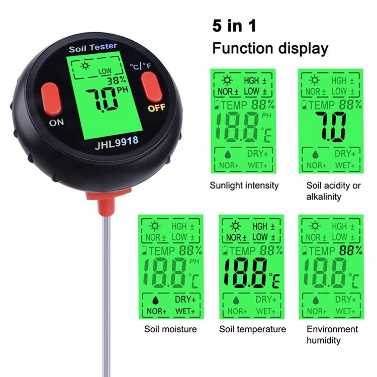 Five-In-One Soil Meter PH Humidity Temperature Photometry Detector PH Photometry Multifunctional Detector - PH & Moisture Meter by PMC Jewellery | Online Shopping South Africa | PMC Jewellery