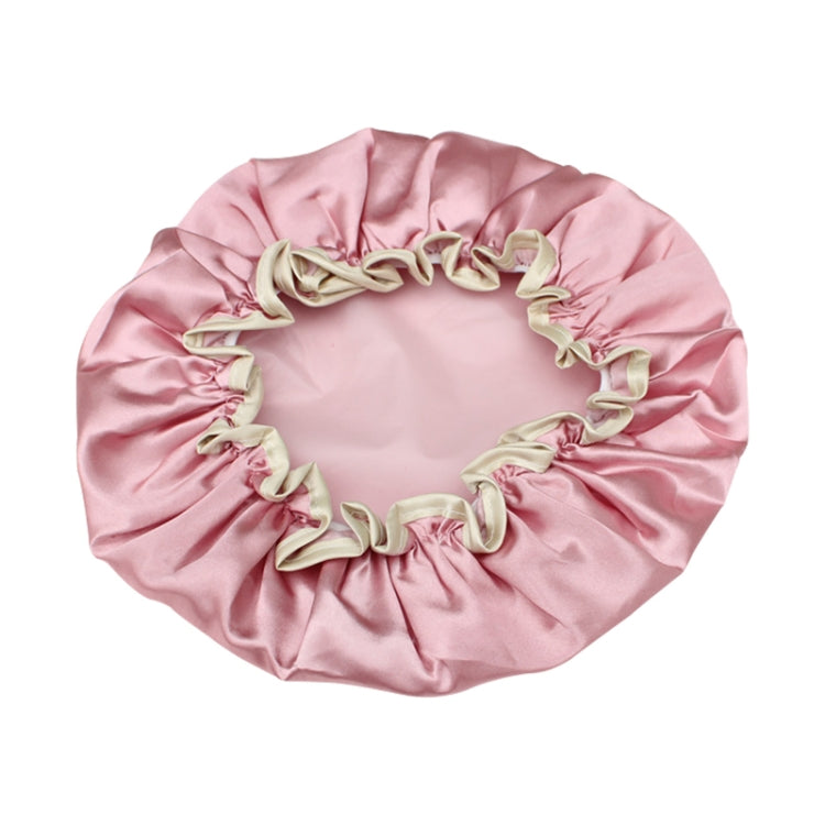 Lovely Thick Women Satin Colorful Double Waterproof Hair Cover Bathing Cap(Pink) - free shipping - PMC TechLife - Order now!