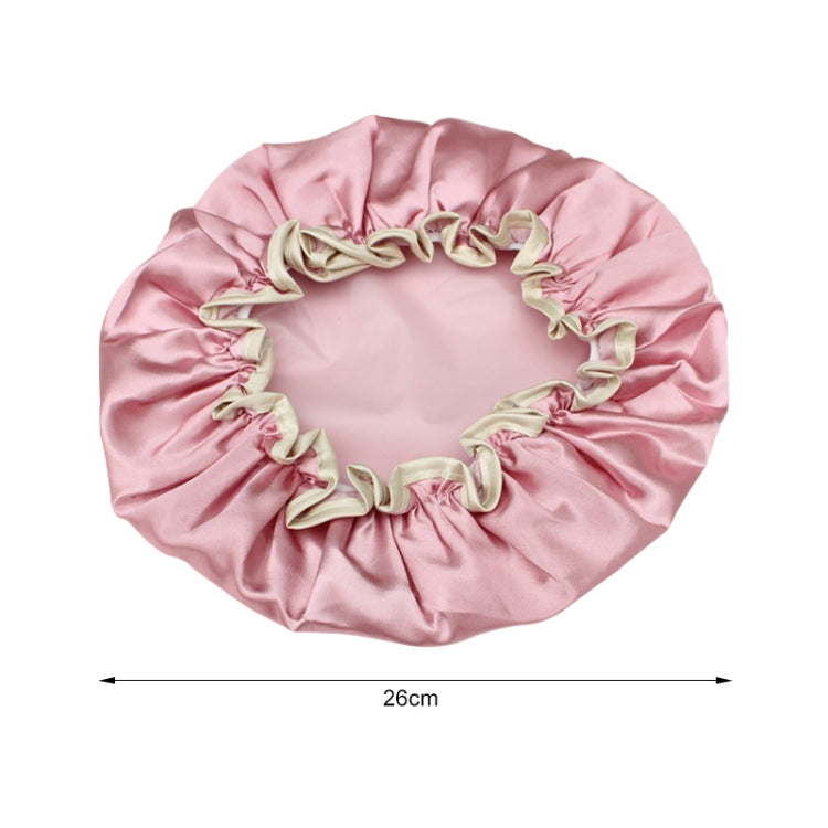 Lovely Thick Women Satin Colorful Double Waterproof Hair Cover Bathing Cap(Pink) - free shipping - PMC TechLife - Order now!