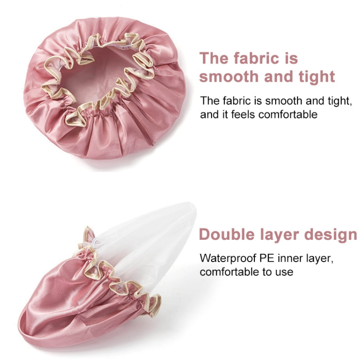 Lovely Thick Women Satin Colorful Double Waterproof Hair Cover Bathing Cap(Gold) - Bath Supplies by PMC TechLife | Online Shopping South Africa | PMC TechLife | Buy Now Pay Later Mobicred