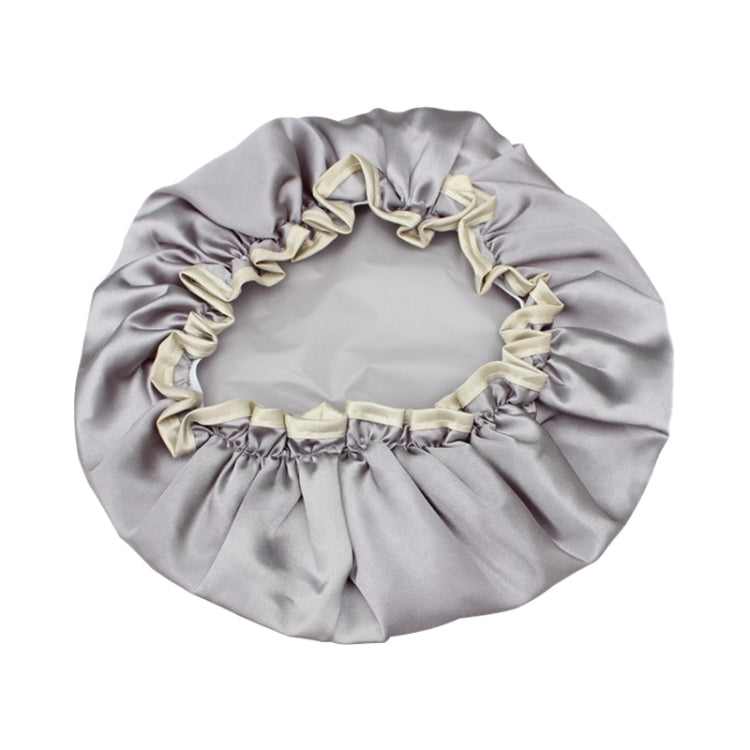 Lovely Thick Women Satin Colorful Double Waterproof Hair Cover Bathing Cap(Grey) - Bath Supplies by PMC TechLife | Online Shopping South Africa | PMC TechLife | Buy Now Pay Later Mobicred