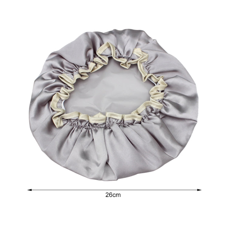 Lovely Thick Women Satin Colorful Double Waterproof Hair Cover Bathing Cap(Grey) - Bath Supplies by PMC TechLife | Online Shopping South Africa | PMC TechLife | Buy Now Pay Later Mobicred