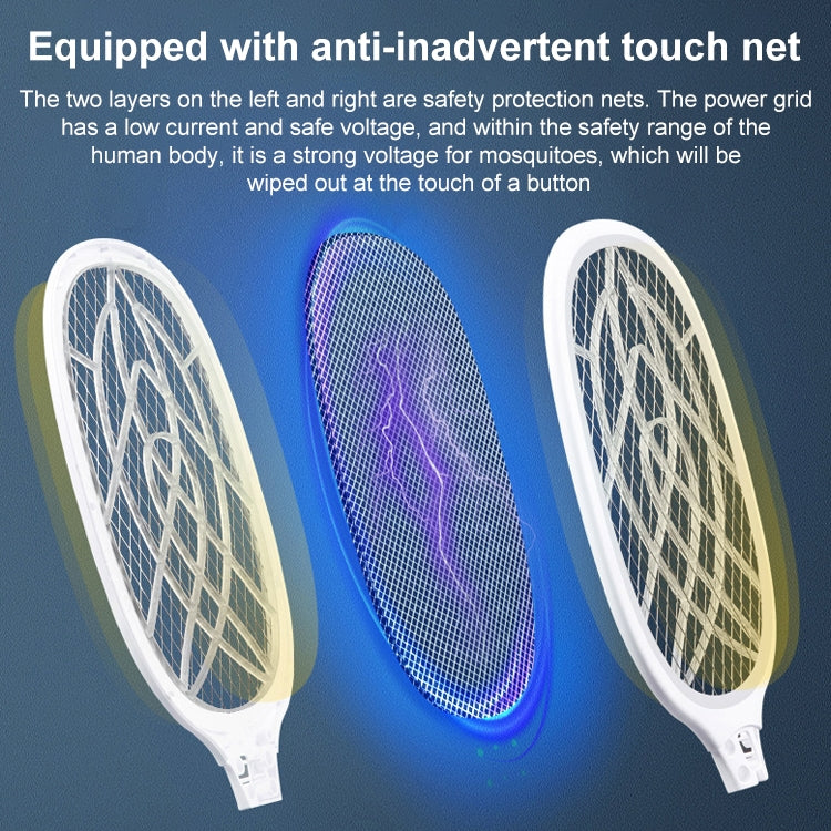 Electrical Mosquito Swatter Mosquito Killer Two-In-One USB Rechargeable Household Electrical Mosquito Swatter, Colour: LEDx10 Gray (Base Charging) - Fly Swatter by PMC TechLife | Online Shopping South Africa | PMC TechLife | Buy Now Pay Later Mobicred
