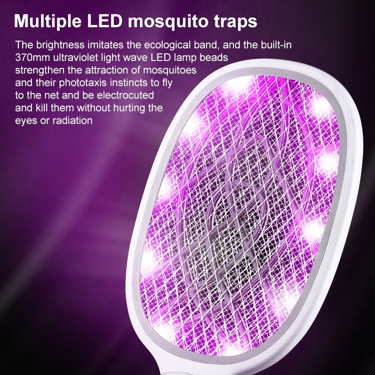 Electrical Mosquito Swatter Mosquito Killer Two-In-One USB Rechargeable Household Electrical Mosquito Swatter, Colour: LEDx10 Gray (Base Charging) - Fly Swatter by PMC TechLife | Online Shopping South Africa | PMC TechLife | Buy Now Pay Later Mobicred