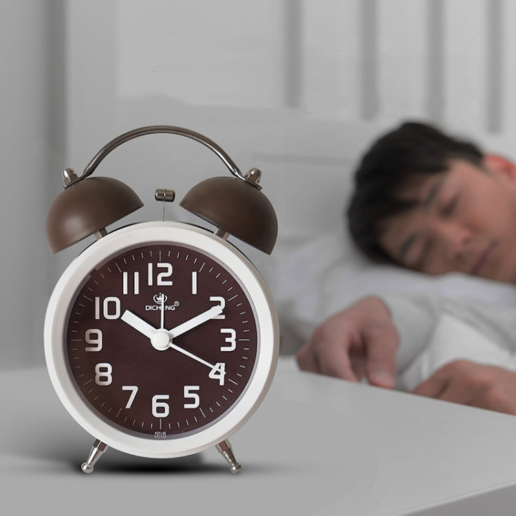 6016 Simple Bell Small Alarm Clock Students Learning Bedside Clock With Night Light(Coffee Color) - Alarm Clocks by PMc TechLife | Online Shopping South Africa | PMc TechLife | Buy Now Pay Later Mobicred