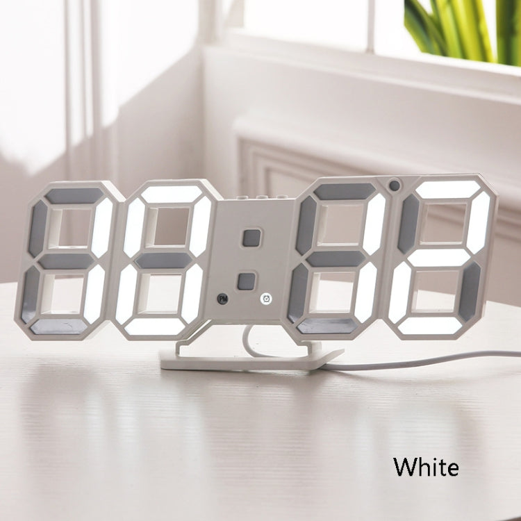 6609 3D Stereo LED Alarm Clock Living Room 3D Wall Clock, Colour: White - Alarm Clocks by PMC Jewellery | Online Shopping South Africa | PMC Jewellery