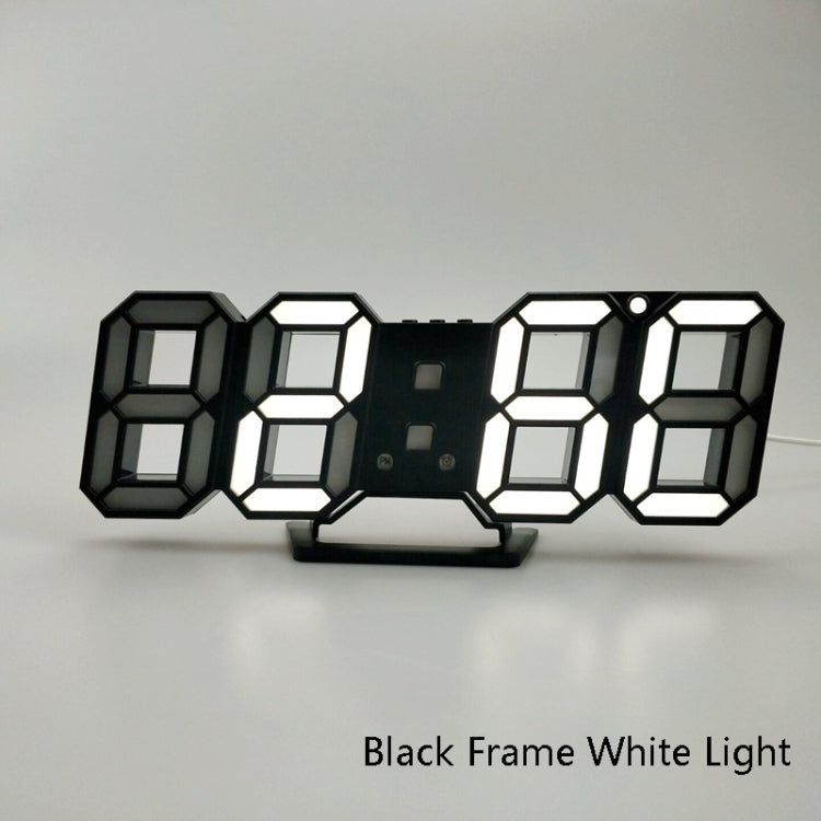 6609 3D Stereo LED Alarm Clock Living Room 3D Wall Clock, Colour: Black Frame White Light - Alarm Clocks by PMC Jewellery | Online Shopping South Africa | PMC Jewellery