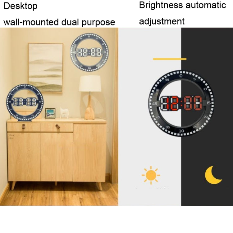 DS-3688L Living Room 3D Wall Clock Big Screen LED Electronic Clock, Colour: Second Light Black+Green - Wall Clock by PMc TechLife | Online Shopping South Africa | PMc TechLife | Buy Now Pay Later Mobicred