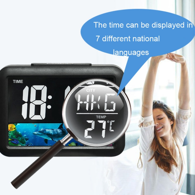 Color Screen Children Electronic Alarm Clock LCD Bedside Alarm Clock(Black Shell Turtle) - Alarm Clocks by PMc TechLife | Online Shopping South Africa | PMc TechLife | Buy Now Pay Later Mobicred