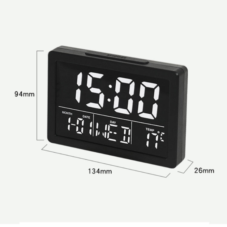 Large Screen LED Clock Bedside Multifunctional Electronic Alarm Clock(Black Shell White Light) - free shipping - PMc TechLife - Order now!