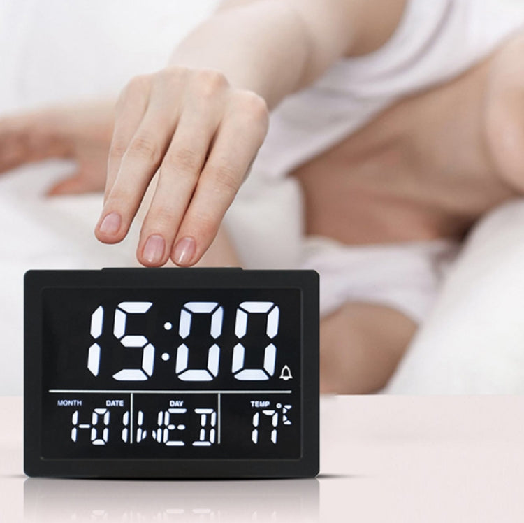 Large Screen LED Clock Bedside Multifunctional Electronic Alarm Clock(Black Shell White Light) - free shipping - PMc TechLife - Order now!