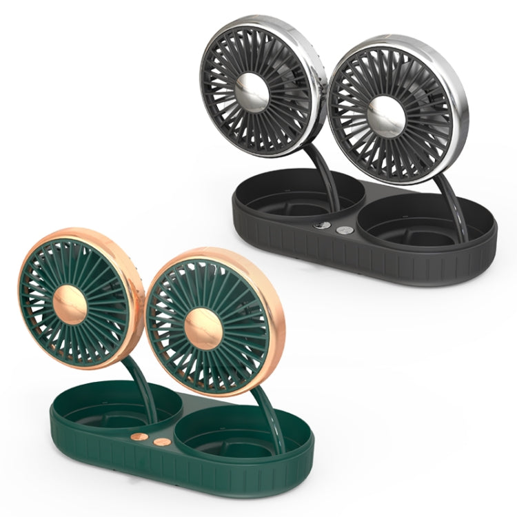 F303 Car USB Fan Car Shake Head Fan(Double Head Gold) - Heating & Fans by PMC TechLife | Online Shopping South Africa | PMC TechLife | Buy Now Pay Later Mobicred