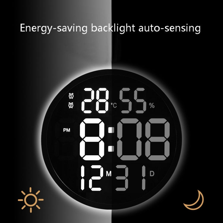 6620 12 Inch LED Simple Wall Clock Living Room Round Silent Digital Temperature And Humidity Electronic Clock(Black Frame US Plug) - Wall Clock by PMc TechLife | Online Shopping South Africa | PMc TechLife | Buy Now Pay Later Mobicred