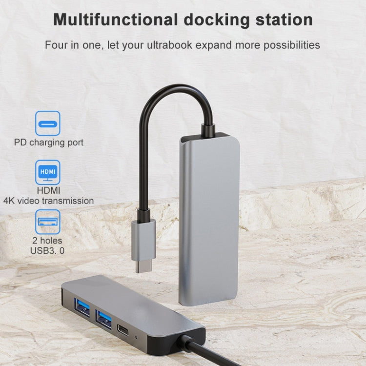 BYL-2011 4 In 1 USB-C / Type-C To 4K HDMI + USB 3.0 + USB 2.0 + PD USB-C / Type-C Charging Ports Multifunctional HUB Docking Station - USB HUB by PMC Jewellery | Online Shopping South Africa | PMC Jewellery | Buy Now Pay Later Mobicred