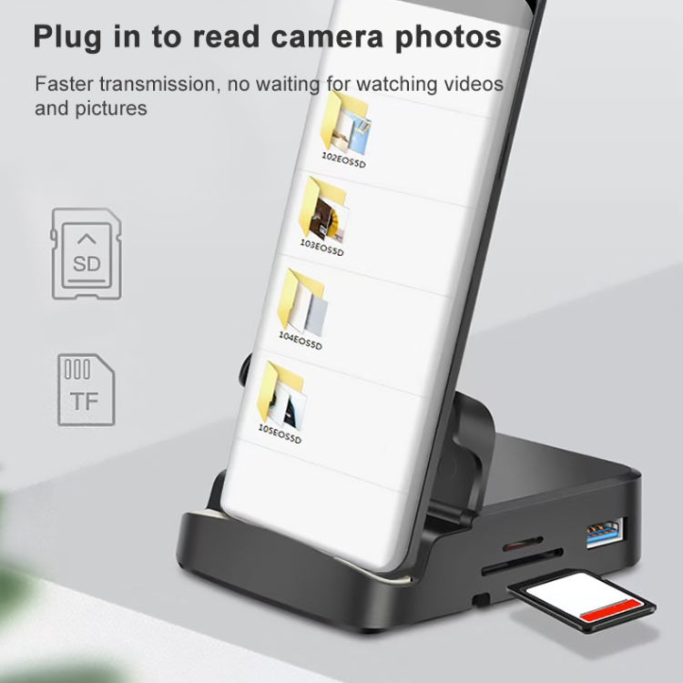 7 In 1 USB-C / Type-C To 2 USB 2.0 + USB 3.0 + 4K HDMI + SD / TF Card Slot + PD USB-C / Type-C Charging Ports Multifunctional HUB Docking Station With Holder - free shipping - PMC Jewellery - Order now!