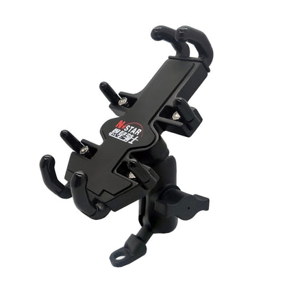 N-STAR NJN001 Motorcycle Bicycle Compatible Mobile Phone Bracket Aluminum Accessories Riding Equipment(With Crooked Ball Head) - Holders by N-STAR | Online Shopping South Africa | PMC Jewellery | Buy Now Pay Later Mobicred