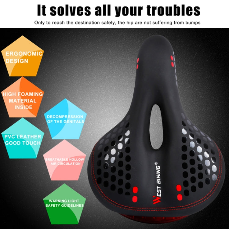 WEST BIKING YP0801083 Bicycle Taillight Thickened Soft And Comfortable Mountain Bike Seat Cushion(Black Blue) - free shipping - PMc TechLife - Order now!