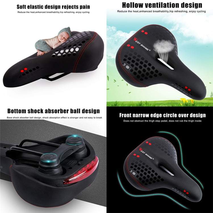 WEST BIKING YP0801083 Bicycle Taillight Thickened Soft And Comfortable Mountain Bike Seat Cushion(Black Blue) - free shipping - PMc TechLife - Order now!