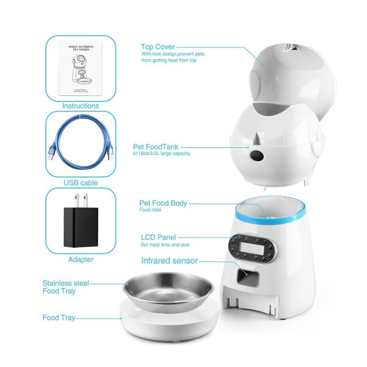 Pet Auto Feeding Intelligent Feed Stainless Steel Food Dish, Specification: EU Plug - Food Bowls by PMC Jewellery | Online Shopping South Africa | PMC Jewellery