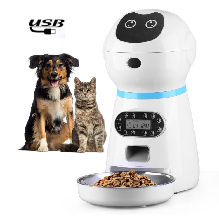 Pet Auto Feeding Intelligent Feed Stainless Steel Food Dish, Specification: USB Cable - Food Bowls by PMC Jewellery | Online Shopping South Africa | PMC Jewellery