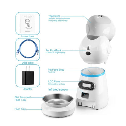 Pet Auto Feeding Intelligent Feed Stainless Steel Food Dish, Specification: USB Cable - Food Bowls by PMC Jewellery | Online Shopping South Africa | PMC Jewellery