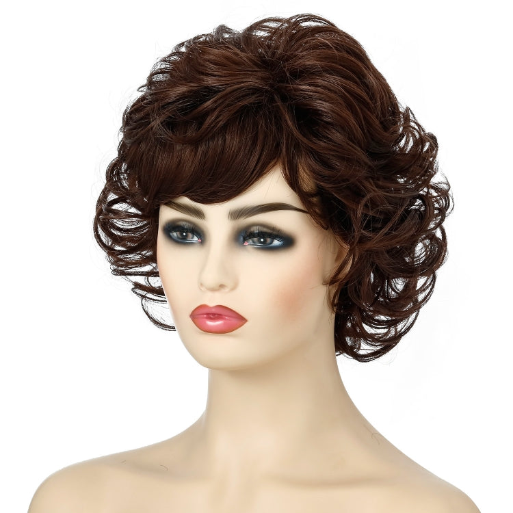 Ladies Fluffy Short Curved Head Set Chemical Fiber Wig(Brown) - free shipping - PMC TechLife - Order now!