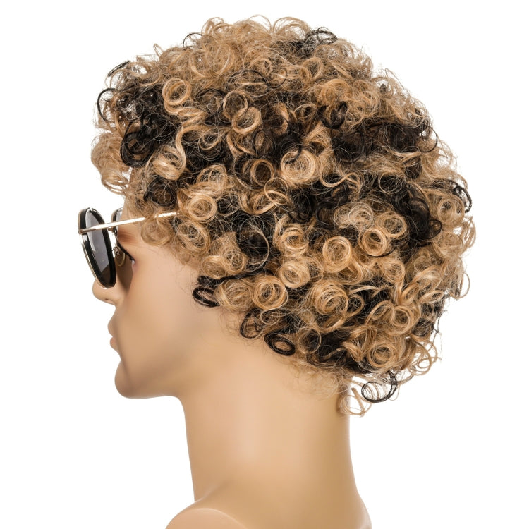 Men Wig Curls Hair Chemical Fiber Headgear(Brown+Black) - free shipping - PMC TechLife - Order now!