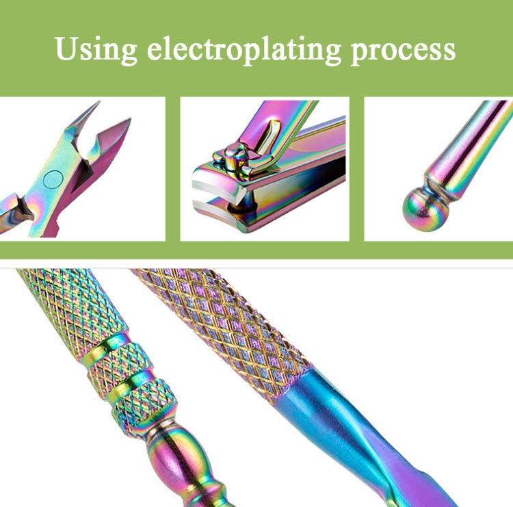 13 In 1 FABIYAN Color Titanium Nail Art Tool Set Dead Skin Shears Steel Push Nail File Pliers - free shipping - PMC Jewellery - Order now!