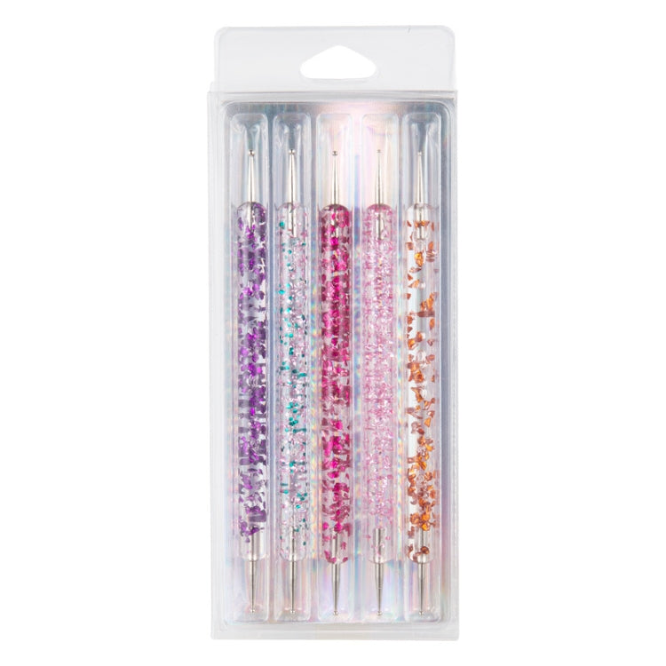 5 In 1 Nail Double-Headed Drill Pen Acrylic Transparent Pole Nail Tool - free shipping - PMC Jewellery - Order now!