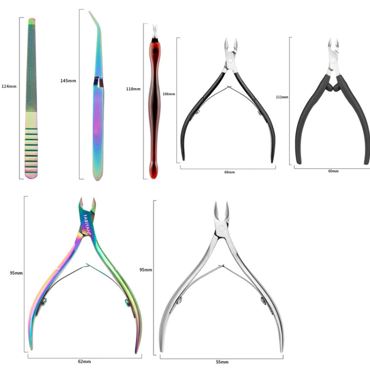 FABIYAN Stainless Steel Dead Skin Shear Steel Push Nail Art Tool Set, Specification:   Set 7 - free shipping - PMC Jewellery - Order now!