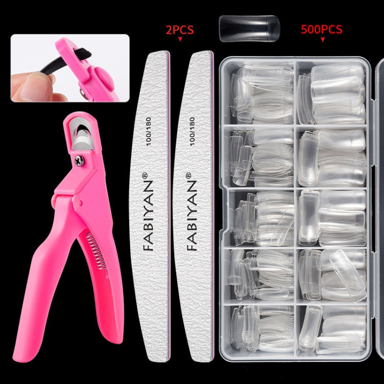 FABIYAN Nail Brush Nail Piece Set Nail Art Polishing Supplies Set, Specification: Transparent Semi-sticked Small Set - Nail Art Equipment by FABIYAN | Online Shopping South Africa | PMC Jewellery | Buy Now Pay Later Mobicred