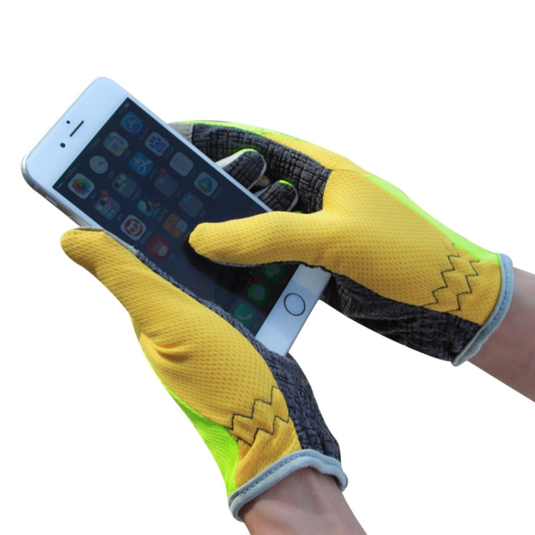 JUNGLE LEOPARD Outdoor Sports Mountaineering Full Finger Gloves Mesh Touch Screen Anti-Skid Gloves, Size: L(Orange+Yellow) - Full Finger Gloves by JUNGLE LEOPARD | Online Shopping South Africa | PMC TechLife | Buy Now Pay Later Mobicred