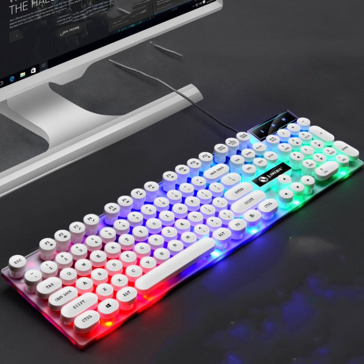 LIMEIDE GTX300 104 Keys Retro Round Key Cap USB Wired Mouse Keyboard, Cable Length: 1.4m, Colour: Punk Single Keyboard White - Wired Keyboard by LIMEIDE | Online Shopping South Africa | PMC TechLife | Buy Now Pay Later Mobicred